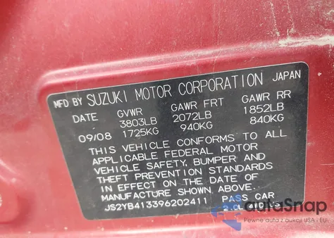 2009 Suzuki Sx4 Technology из США, поврежденный, VIN JS2YB413396202411